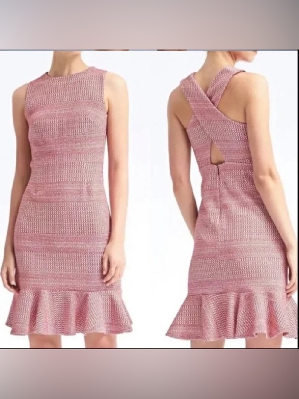 Banana Republic Jaquard Cross-Back Ruffle Hem Dress
